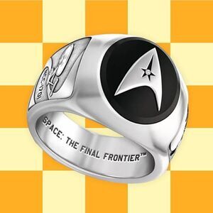 MEN’S STAR TREK WEDDING BAND 18KT WHITE GOLD SIZES 12 & 13